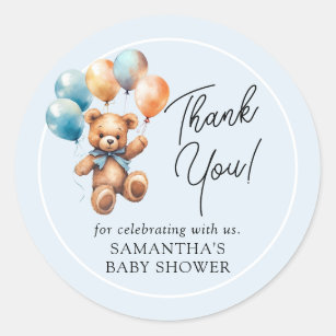 Teddy Bear Baby Boy Thank You Baby Shower Classic Round Sticker