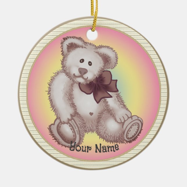 Teddy Bear baby   Ceramic Tree Decoration (Front)