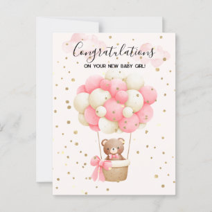 Teddy Bear Baby Girl congratulations Card
