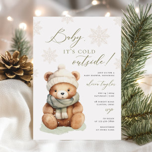 Teddy Bear Baby it's Cold Outside Baby Shower Invitation