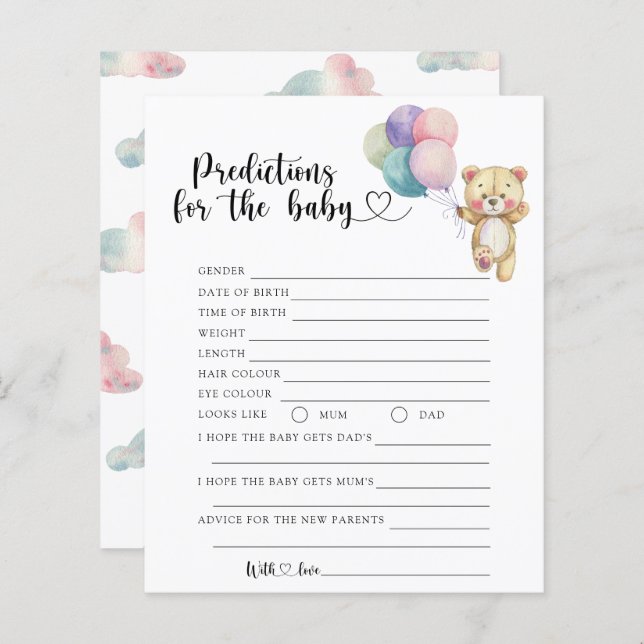 Teddy bear - baby predictions and advice (Front/Back)