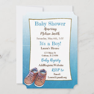 Teddy Bear Baby Shoes Baby Shower Invitations