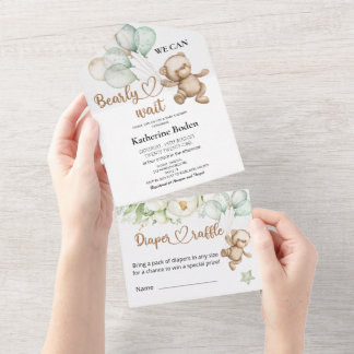 Teddy Bear Baby Shower All In One Invitation