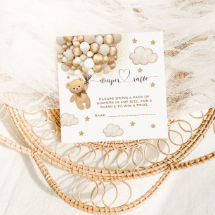 Teddy Bear Baby Shower Balloons Diaper Raffle Enclosure Card