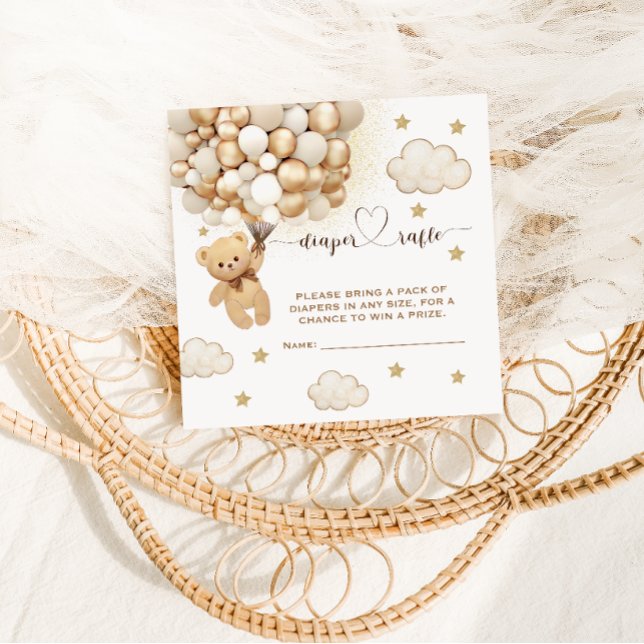 Teddy Bear Baby Shower Balloons Diaper Raffle  Enclosure Card (Creator Uploaded)