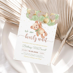 Teddy Bear Baby Shower Balloons Invitation