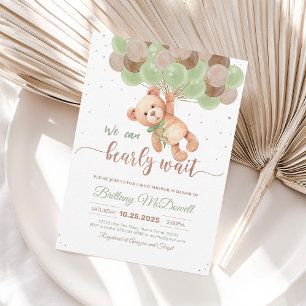 Teddy Bear Baby Shower Balloons Invitation