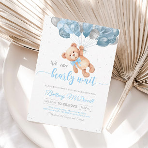 Teddy Bear Baby Shower Balloons Invitation