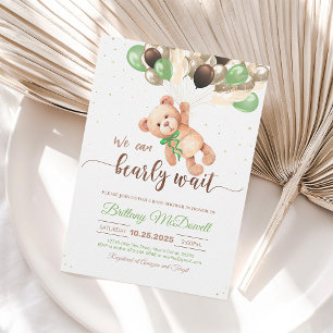 Teddy Bear Baby Shower Balloons Invitation