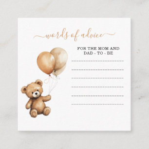 Teddy bear baby shower bear with balloons enclosure card