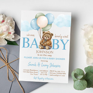 Teddy bear baby shower bearly wait cute teddy invitation
