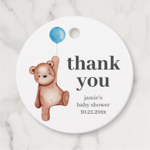 Teddy Bear Baby Shower Blue Favour Tags