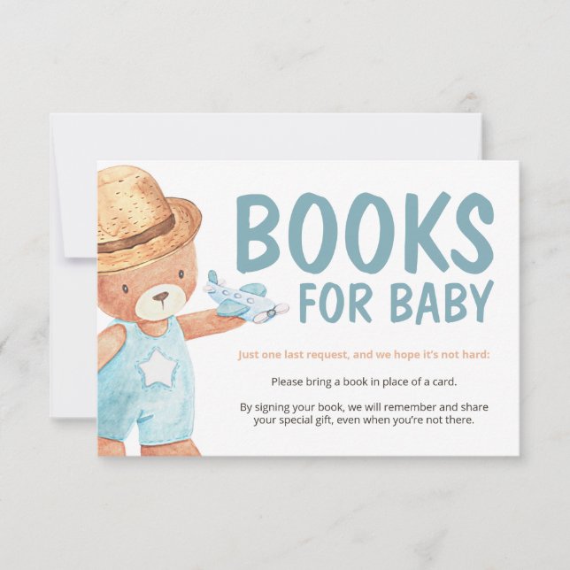 Teddy Bear Baby Shower Book Request Insert Card (Front)