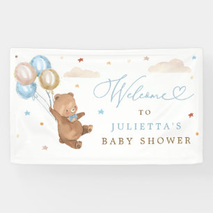 Teddy Bear Baby Shower Boy Blue Bear Welcome Banner