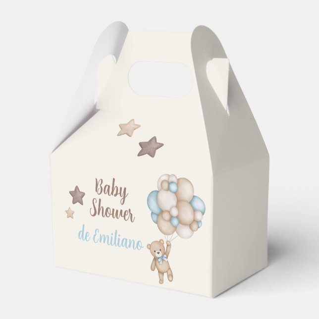 Teddy Bear Baby Shower Boy Favour Box (Front Side)