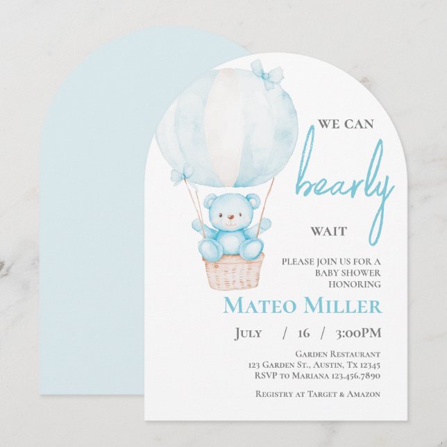 Teddy Bear Baby Shower Boy invitation (Front/Back)