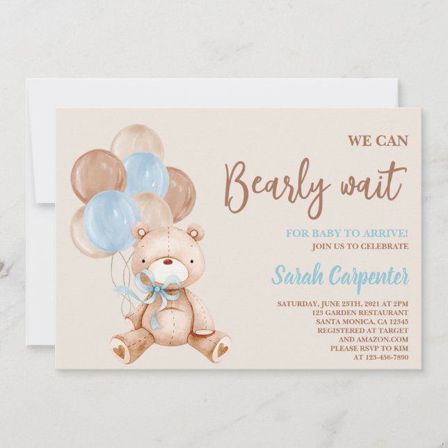 Teddy Bear Baby Shower Boy Invitation (Front)