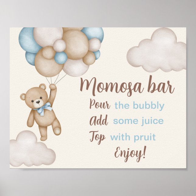 Teddy Bear Baby Shower Boy Mum osa Sign (Front)