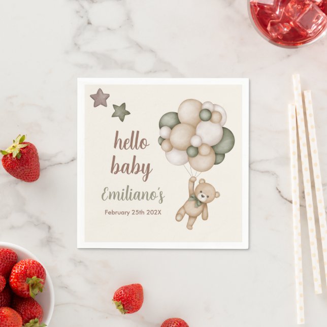 Teddy Bear Baby Shower Boy  Napkin (Insitu)