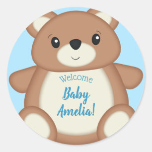 Teddy Bear Baby Shower Classic Round Sticker