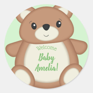 Teddy Bear Baby Shower Classic Round Sticker
