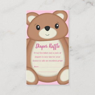 Teddy Bear Baby Shower Diaper Raffle Enclosure Card