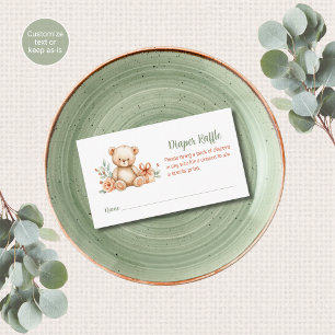 Teddy Bear Baby Shower Diaper Raffle Tickets Enclosure Card