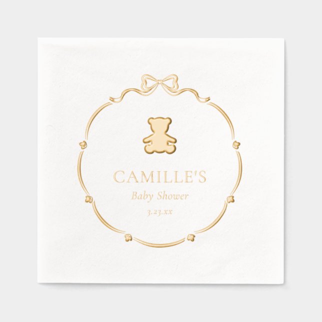 Teddy Bear Baby Shower Foil Napkins (Front)