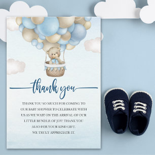 Teddy Bear Baby Shower for Boy –We Can Bearly Wait Thank You Card