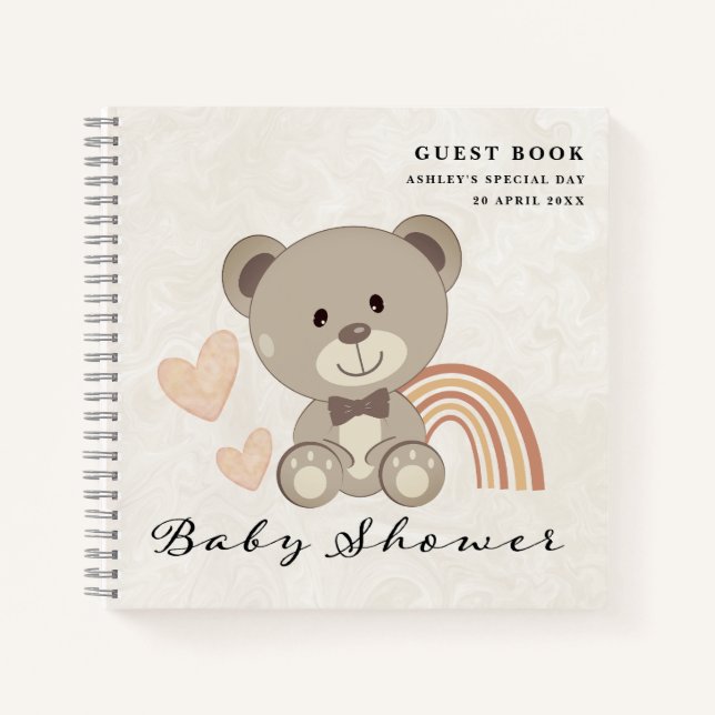 Teddy Bear Baby Shower Gender Neutral Guest Book (Front)