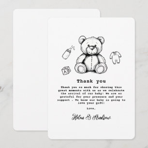 Teddy Bear Baby Shower Gender Neutral Shower Thank You Card