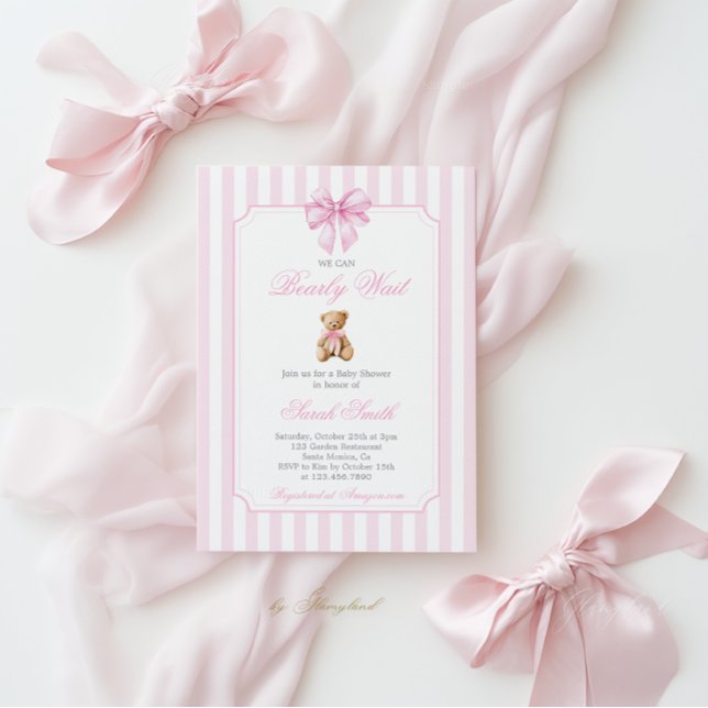 Teddy Bear Baby Shower Girl Invitation (Creator Uploaded)