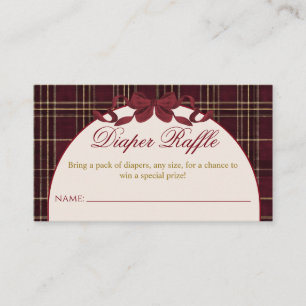 Teddy Bear Baby Shower Girl Plaid Bow Diaper Enclosure Card