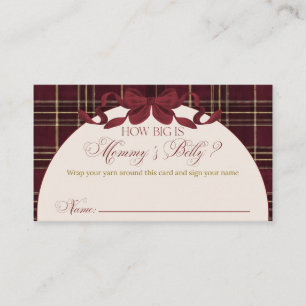 Teddy Bear Baby Shower Girl Plaid Bow mom belly Enclosure Card