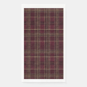Teddy Bear Baby Shower Girl Plaid Burgundy Bow  Napkin
