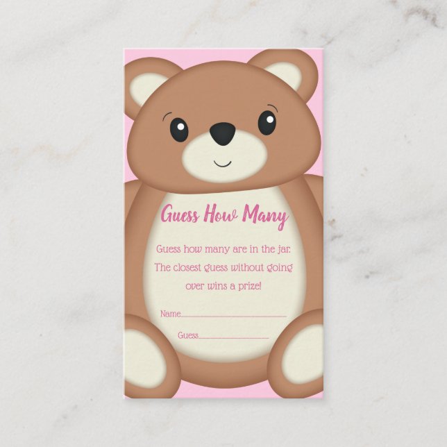 Teddy Bear Baby Shower Guessing Game Enclosure Card (Front)