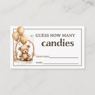 Teddy Bear Baby Shower Guessing Game Enclosure Card