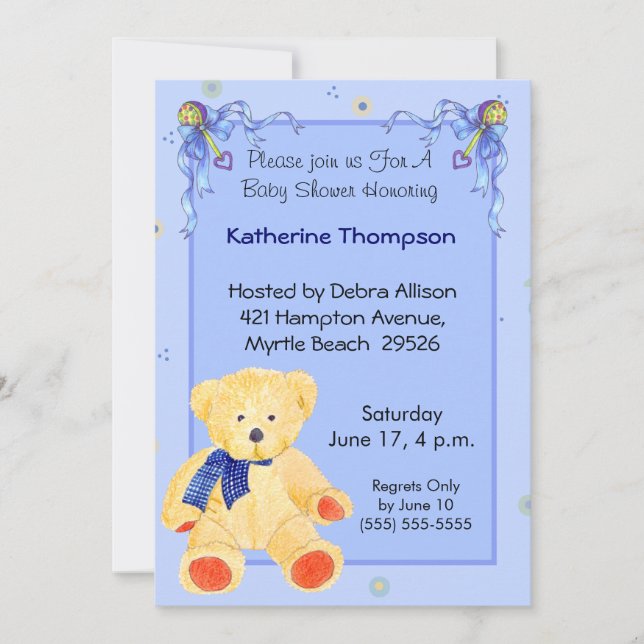 Teddy Bear Baby  Shower Invitation (Front)