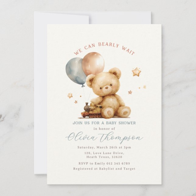 Teddy Bear Baby Shower Invitation (Front)
