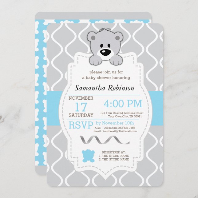 Teddy Bear Baby Shower Invitation (Front/Back)