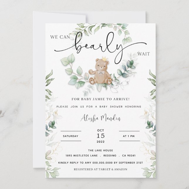 Teddy Bear Baby Shower  Invitation (Front)
