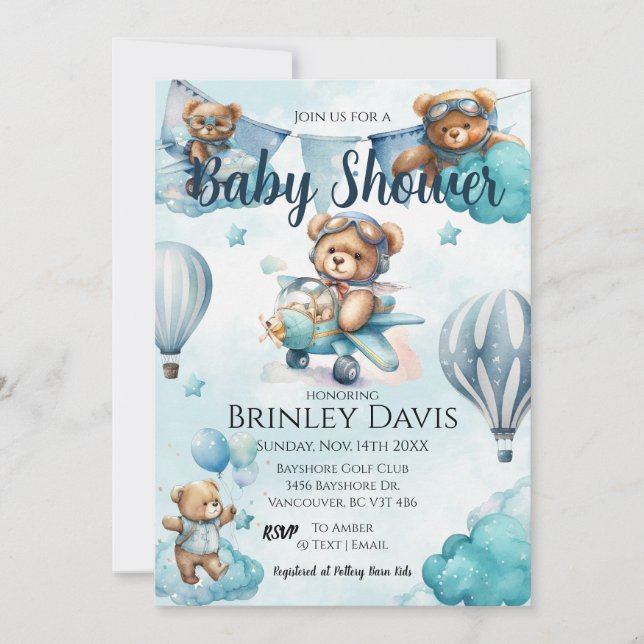 Teddy Bear Baby Shower Invitation (Front)