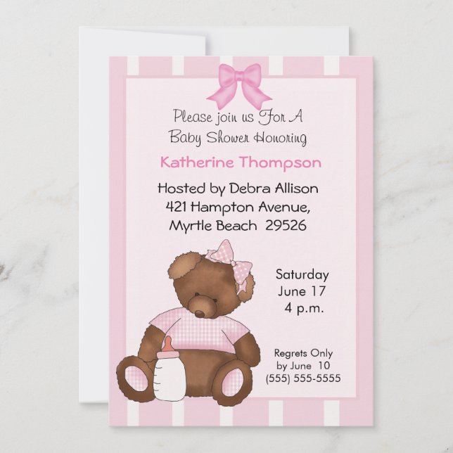 Teddy Bear Baby Shower Invitation (Front)