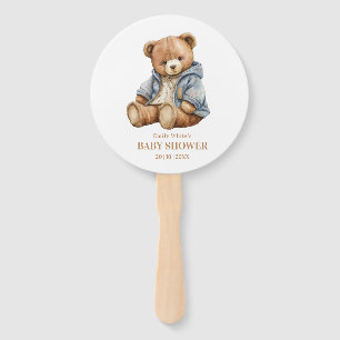 Teddy Bear Baby Shower Invitation Can Bearly Wait Hand Fan