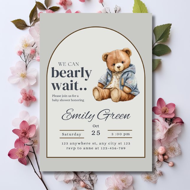 Teddy Bear Baby Shower Invitation, Can Bearly Wait Invitation (Creator Uploaded)