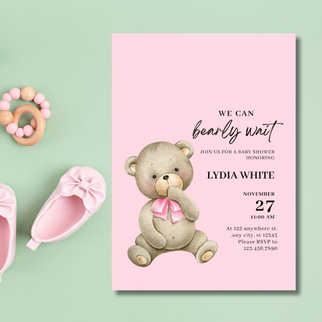 Teddy Bear Baby Shower Invitation, Can Bearly Wait Invitation (Creator Uploaded)