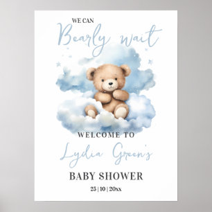 Teddy Bear Baby Shower Invitation, Can Bearly Wait Poster