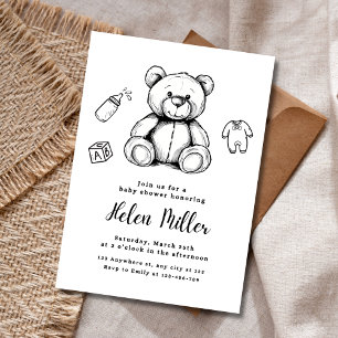 Teddy Bear Baby Shower Invitation, Gender Neutral  Invitation