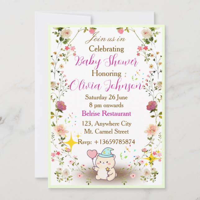 Teddy Bear Baby Shower Invitations (Front)