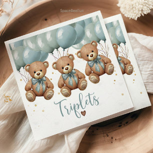 Teddy Bear Baby Shower it's TRIPLETS   Napkin
